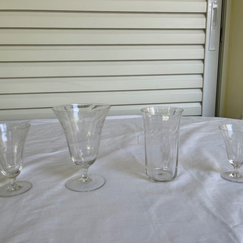 Set of 48 used Art Deco crystal glasses antique