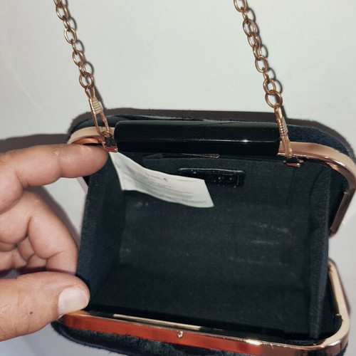 Lynne black embossed fabric handbag
