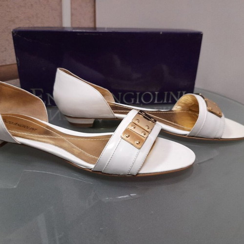 Enzo Angiolini summer shoes white and gold size 41 like new