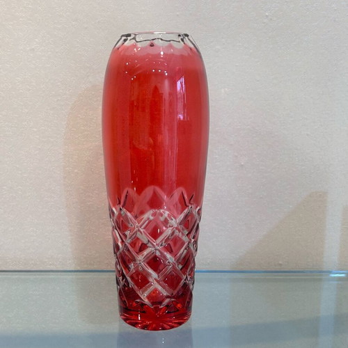 Red crystal vase new
