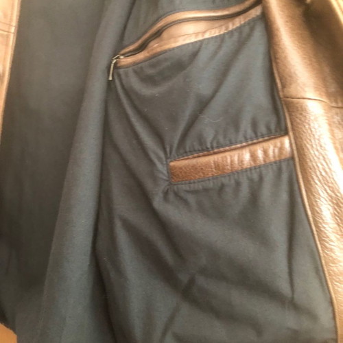 Trapper leather jacket coat new brown size 50 Italian