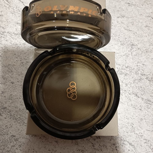 Olympic Airways Glass Ashtrays Set of 2 New