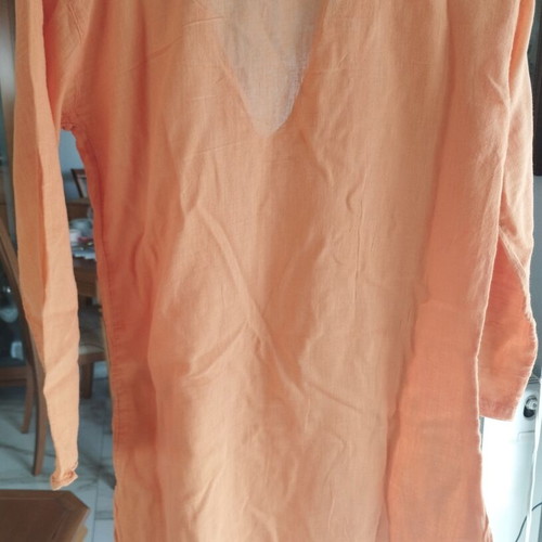 Cotton tunic kaftan L/XL coral with embroidery new