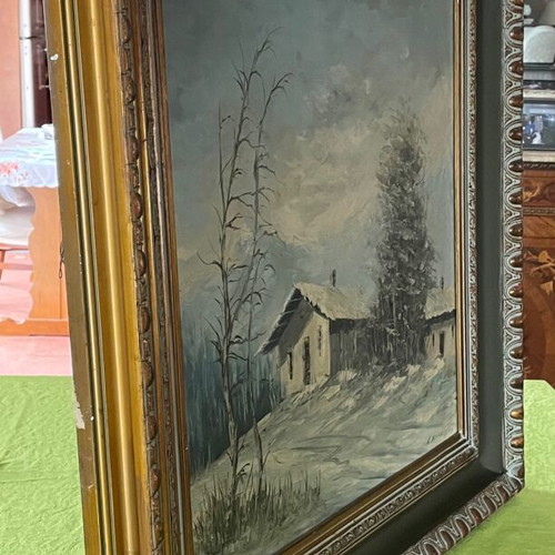Winter oil painting by Dimitrios Vergidis like new, signed