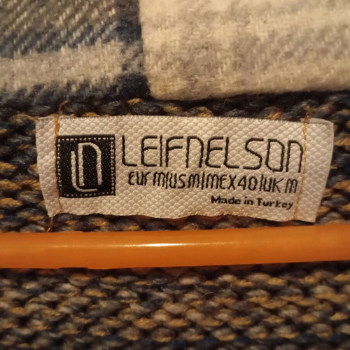 Leaf hooded sweater used gray and beige size S