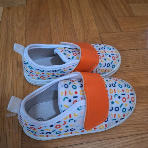 Children's canvas shoes used size 23, white multicolor