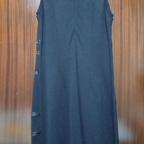 Matis Fashion black sleeveless dress with eco-leather stripes size M like new