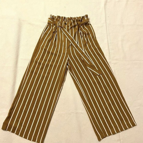 Stradivarius striped fabric pants brown/mustard-white like new, size S