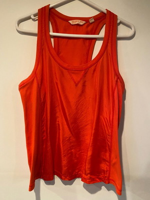 Mango women's top like new, satin and cotton, coral, size L