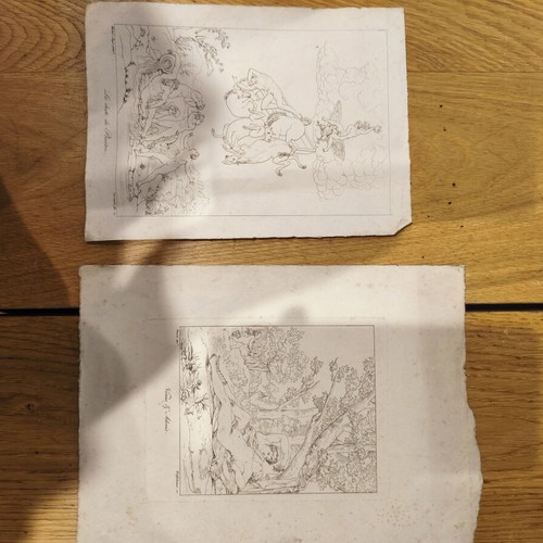 Set of 2 engravings used
