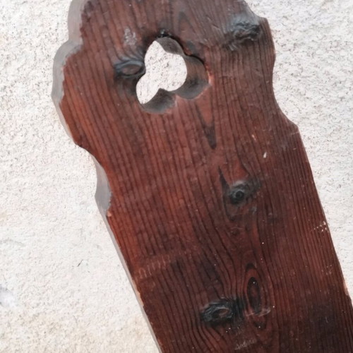 Spanish brutalist hand-carved oak chair used