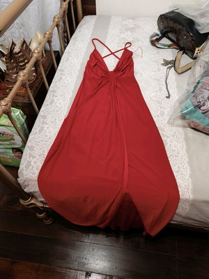 Red backless dress like new, size S