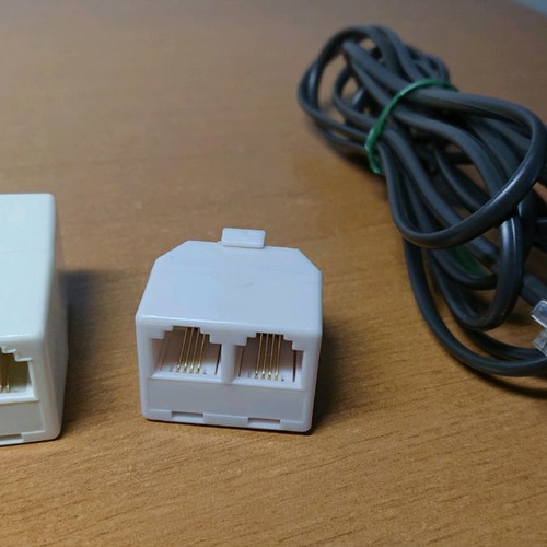 Telephone cable splitter used, 2 meters with 2 plugs
