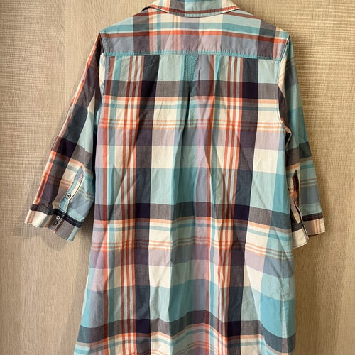 Lee women's checked shirt small turquoise like new, 3/4 sleeve