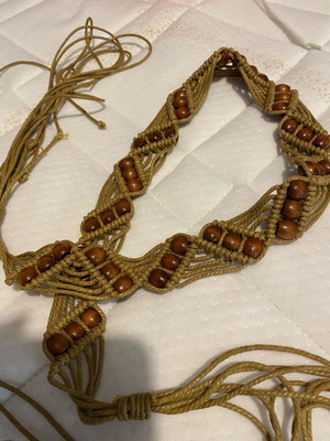 Boho belt adjustable like new with wooden beads