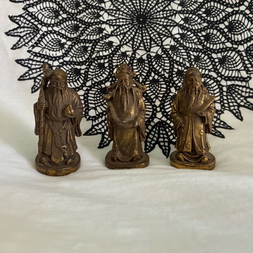 Bronze Feng Shui statues used, set of 3 (Fu Lu Sao)