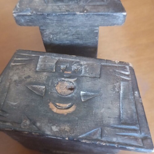 Boho wooden jewelry box used with defects