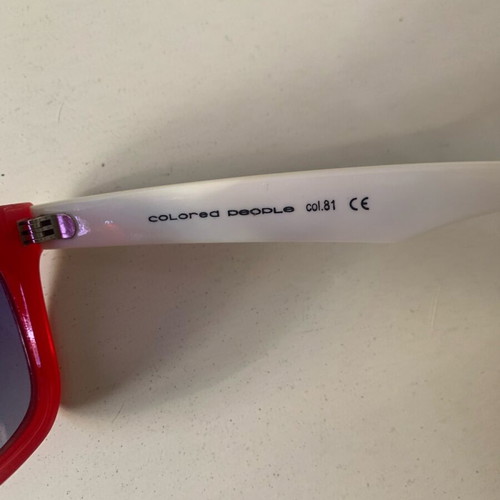 Colored People sunglasses used, red with white arms