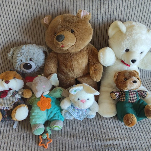 Plush toys teddy bears, musical elephant