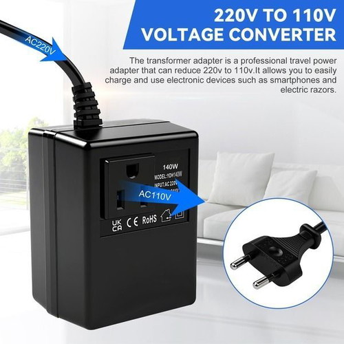 Voltage converter 220 V to 110 V, 140 W, EU to US