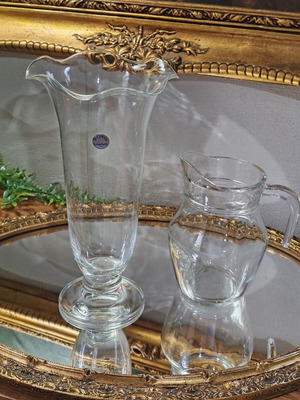 Decore Kristallglas crystal vase with wavy rim and 500ml glass jug
