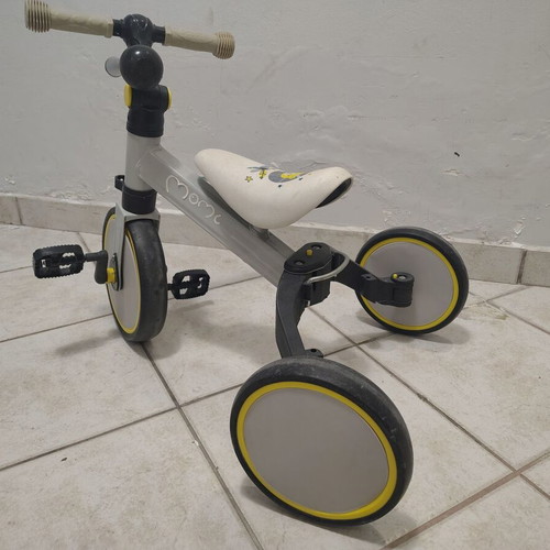 Momi Loris 4-in-1 balance bike used, gray yellow with horn
