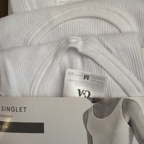 C&A Kaskorse White Singlet 100% Cotton Pack of 5 New