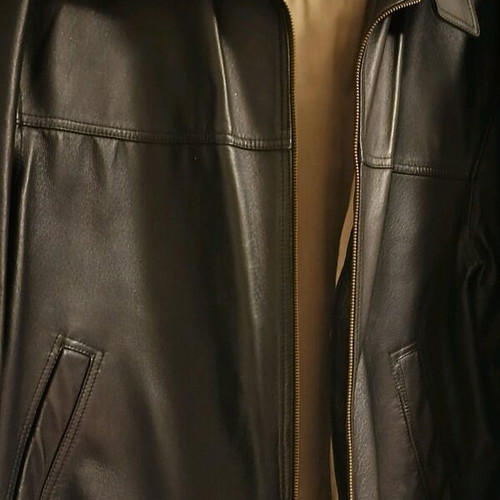 Men's leather jacket black size 60 new