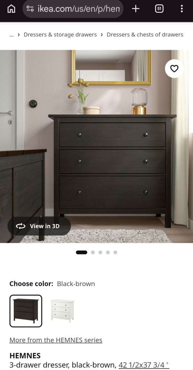 ikea hemnes 3 drawer dresser black brown New and used Hemnes-3-drawer-dresser-black-brown for sale running drawers Matching Pair of IKEA HEMNES