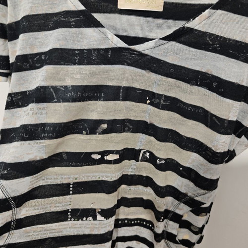 Transparent short-sleeve hoodie top used, black and white, size S/M