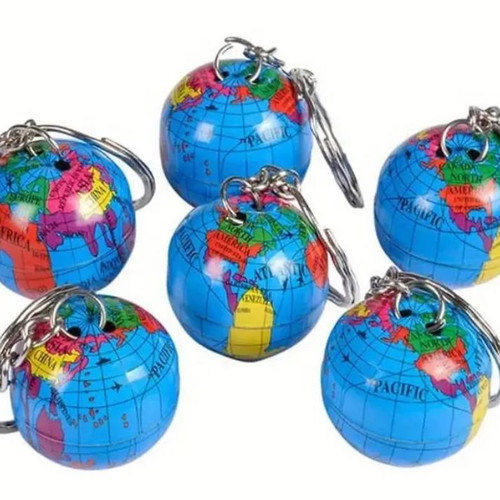 Globe keychains new, pack of 4 pieces