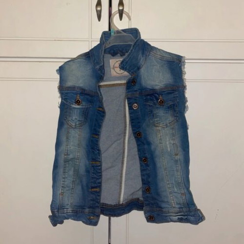 Denim jacket Pink Woman size S like new, blue sleeveless