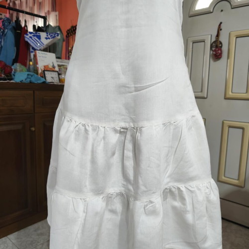 White cotton-ramie dress with straps size S-M like new