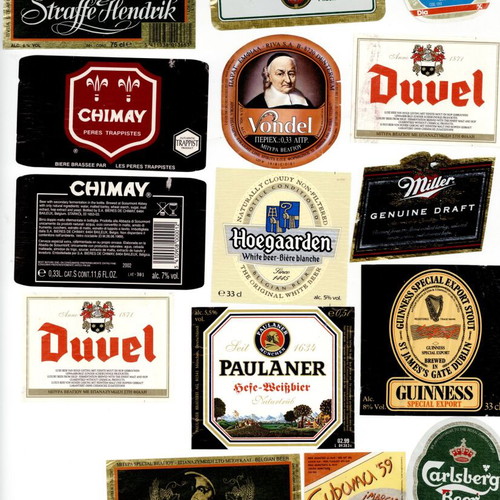 Drink labels used, very good condition, pack of 49