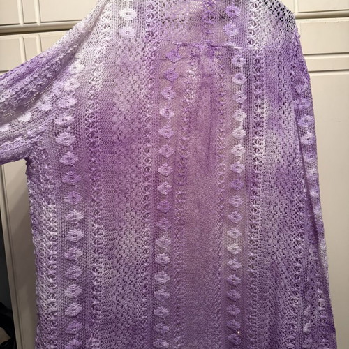 MADE Button-Down Top like new, sheer embroidered purple lace mesh