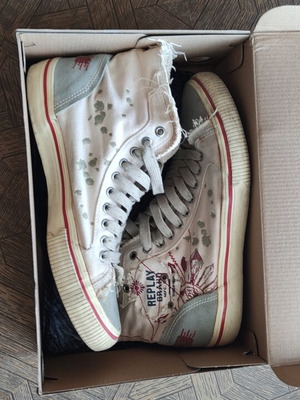 Replay sneakers casual used, size 44.5, white and grey