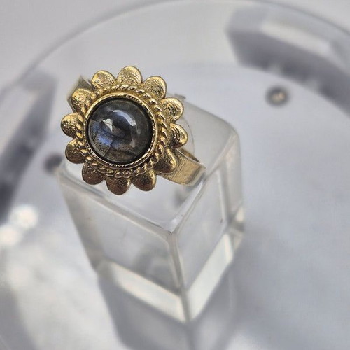 Labradorite crystal brass adjustable ring new