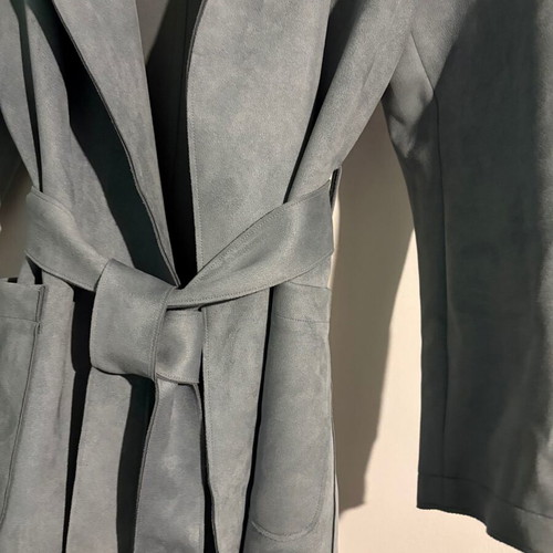 Zara suede coat gray with belt like new