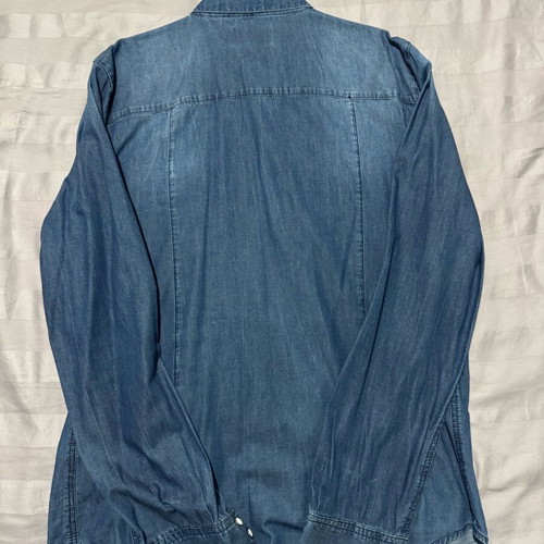 Pull & Bear Denim shirt with leather elbow patches, like new, size L