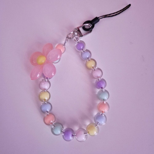Bracelet keychain with colorful plastic beads new