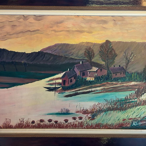 Vintage painting used, handmade oil on canvas