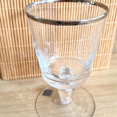 Crystal tea light holder SIA new with silver rim and engraved stars