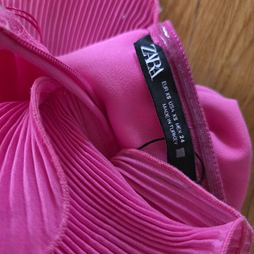 ZARA pink top with pleated ruffles, size XS