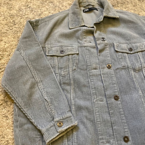 Oversized corduroy jacket Zara gray-blue like new, size XS