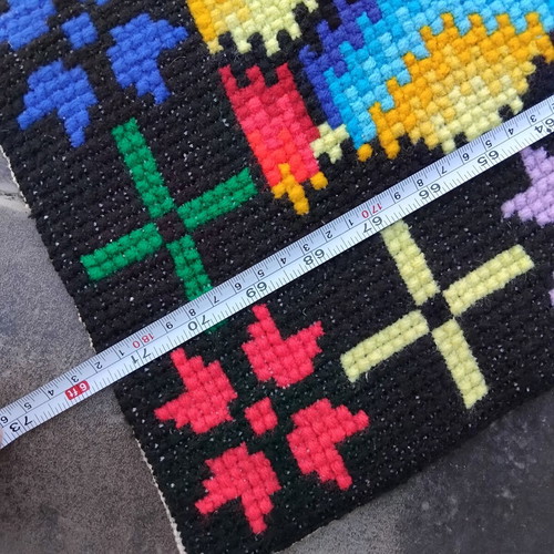 Handmade embroidered rug runner used, 1.80 x 0.80 m, cross-stitch