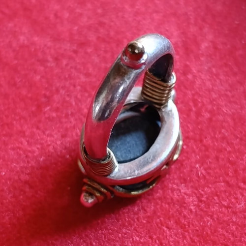 Silver ring with large black onyx oval cut used