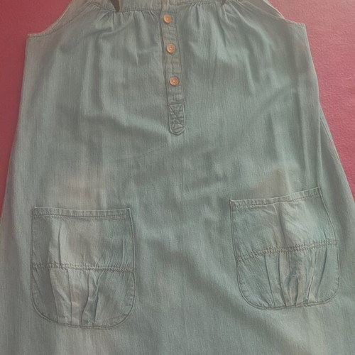 Fullah Sugah denim dress used with leatherette and lace, size M-L