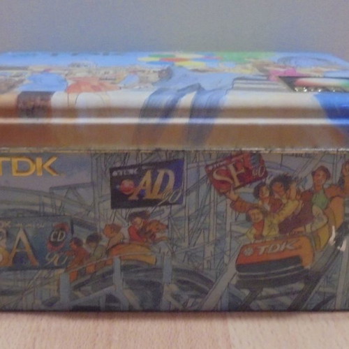 TDK old metal audio cassette storage box used