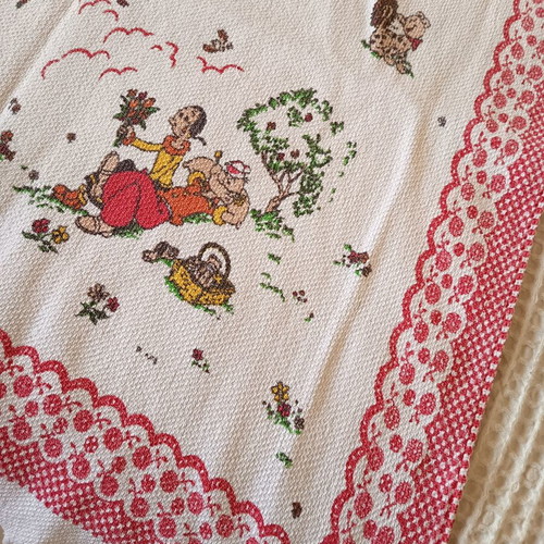 Vintage baby crib blanket with colorful children's design 80x160 like new