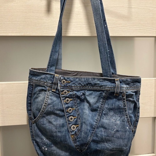 Shoulder bag like new, handmade denim tote with vintage style
